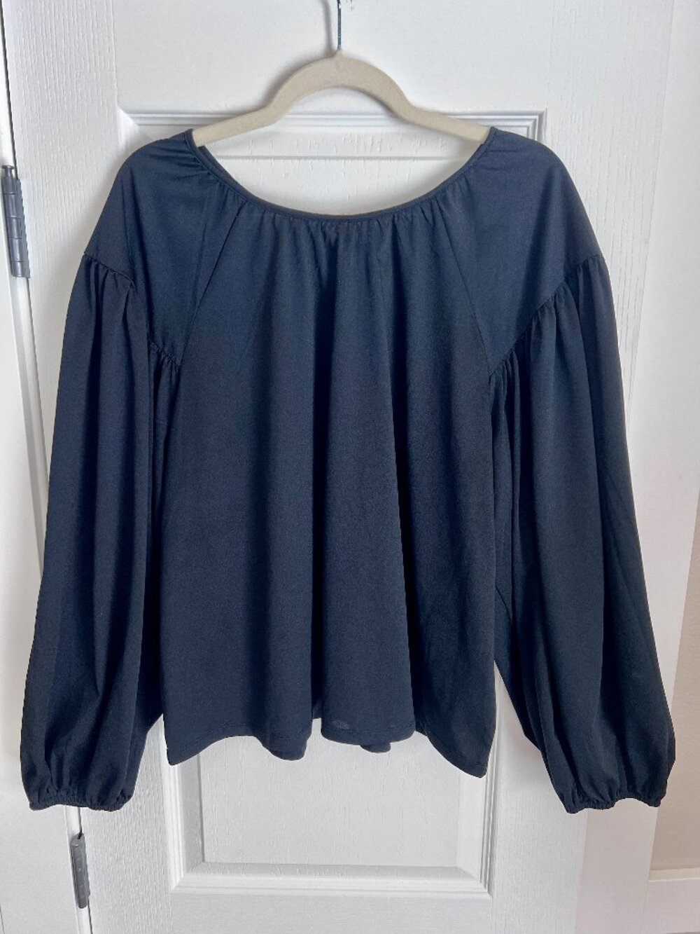 A New Day Black Long Sleeve Balloon Sleeve Peasant Blouse Top XXL